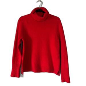 J. Crew women's red cashmere blend turtle neck sweater size medium